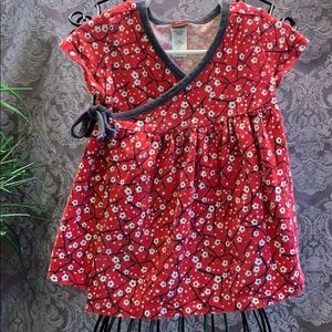 Tea Collection Wrap Dress Red White & Grey Floral Cotton